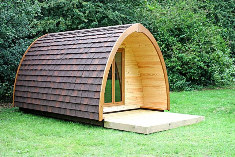 A Modern Wooden Camping Pod Cabin Hut.